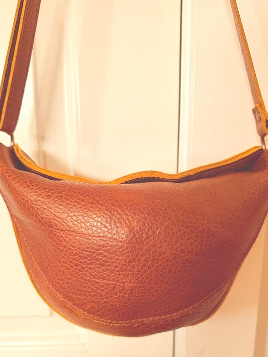 Portland Leather Handbags - Portland Leather Tan Brown Crossbody Bag with Yellow Trim